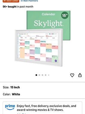 15" Digital Wall Calendar - White Frame
